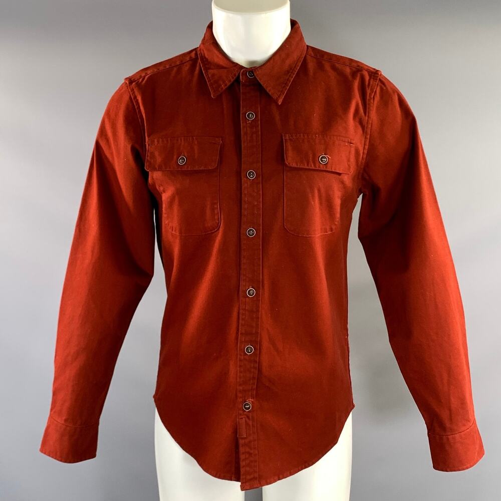 BRIDGE & BURN Size M Orange Burnt orange Cotton Button Up Long Sleeve Shirt